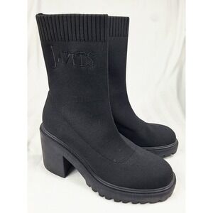 Eric Javits Viola Sock Boots Black Chunky Heel Y2K Size Us 7.5/ EU 38.5